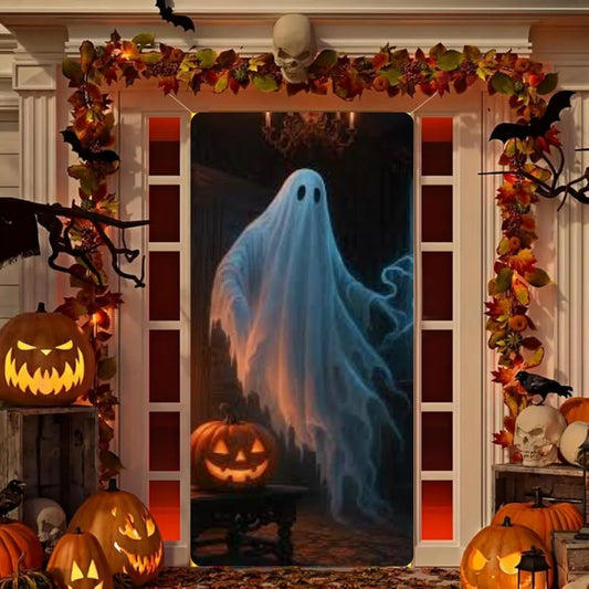 Decoración de puerta de entrada para Navidad y Halloween 2025