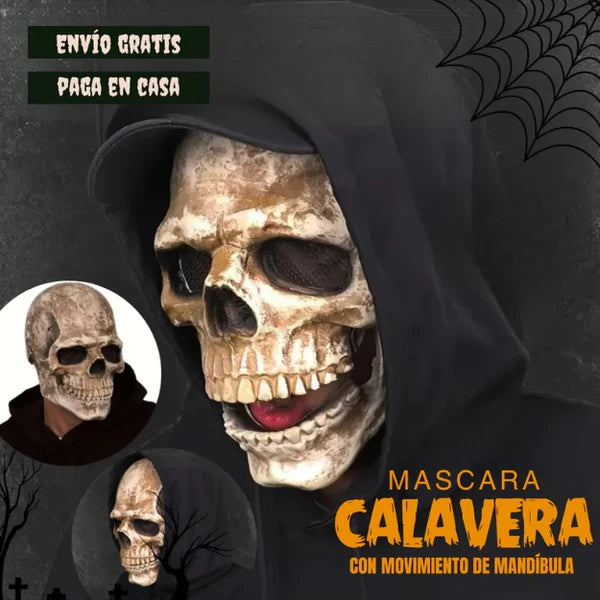 Máscara de Calavera Con Mandíbula En Movimiento Realista Para Halloween