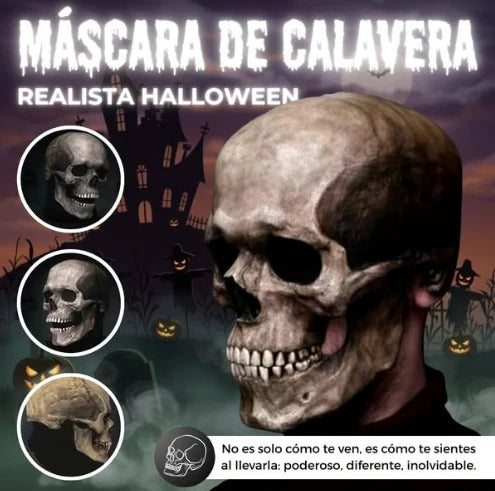 Máscara de Calavera Con Mandíbula En Movimiento Realista Para Halloween