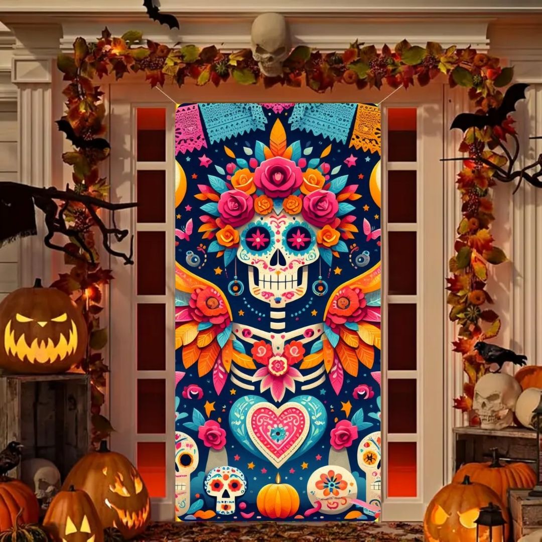 Decoración de puerta de entrada para Navidad y Halloween 2025