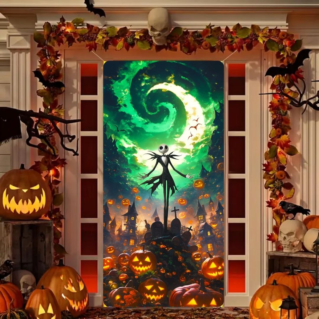 Decoración de puerta de entrada para Navidad y Halloween 2025
