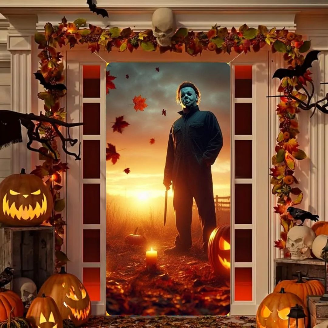 Decoración de puerta de entrada para Navidad y Halloween 2025
