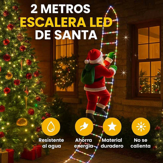 El Papá Noel con escalera y luces LED que enamora a todos y llena tu casa de alegría.